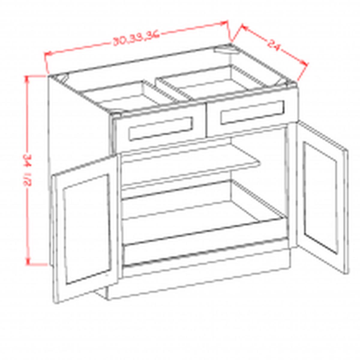 English White 33″ Base Cabinet w/ 1 Rollout Shelf
