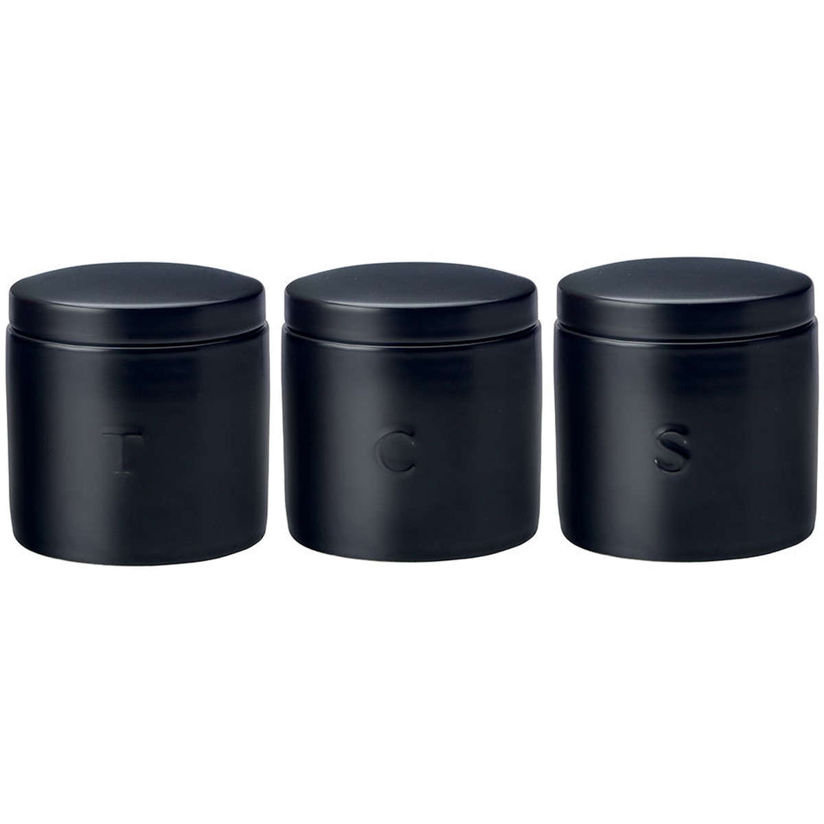 Epicurious Canister 600Ml Set Of 3 Black Gift Boxed