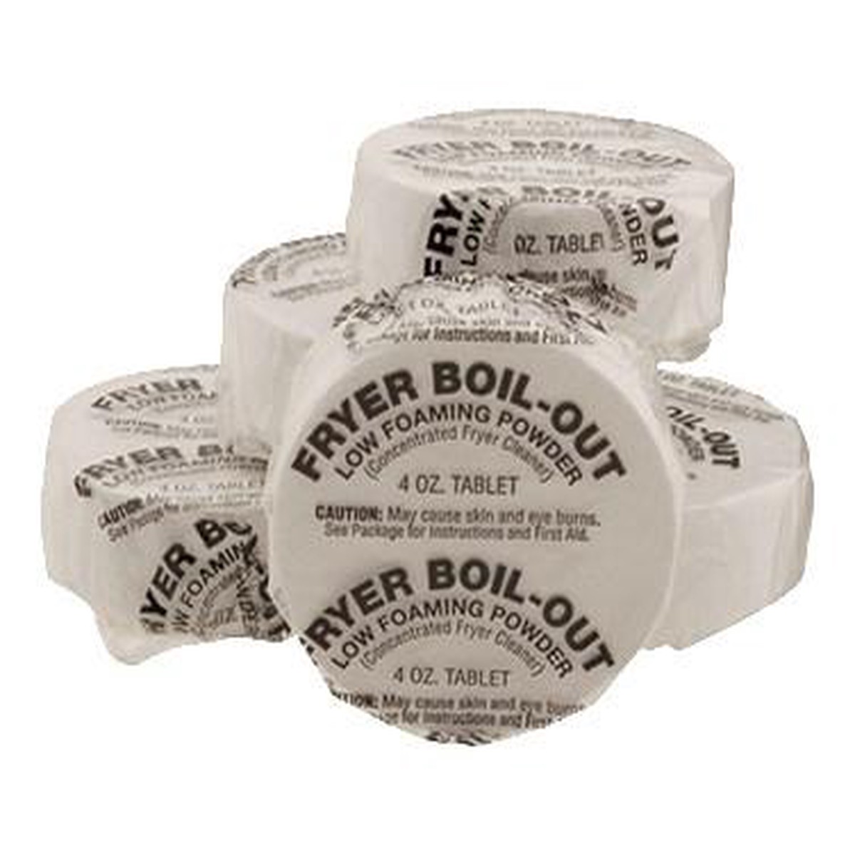 FMP 143-1096 Fryer Puck Fryer Cleaning Tablets, 4 oz., heavy duty high-alkaline detergent formula , high soil, fat and grease tolerance, non-flammable, free of phosphates & chlorinated solvents,