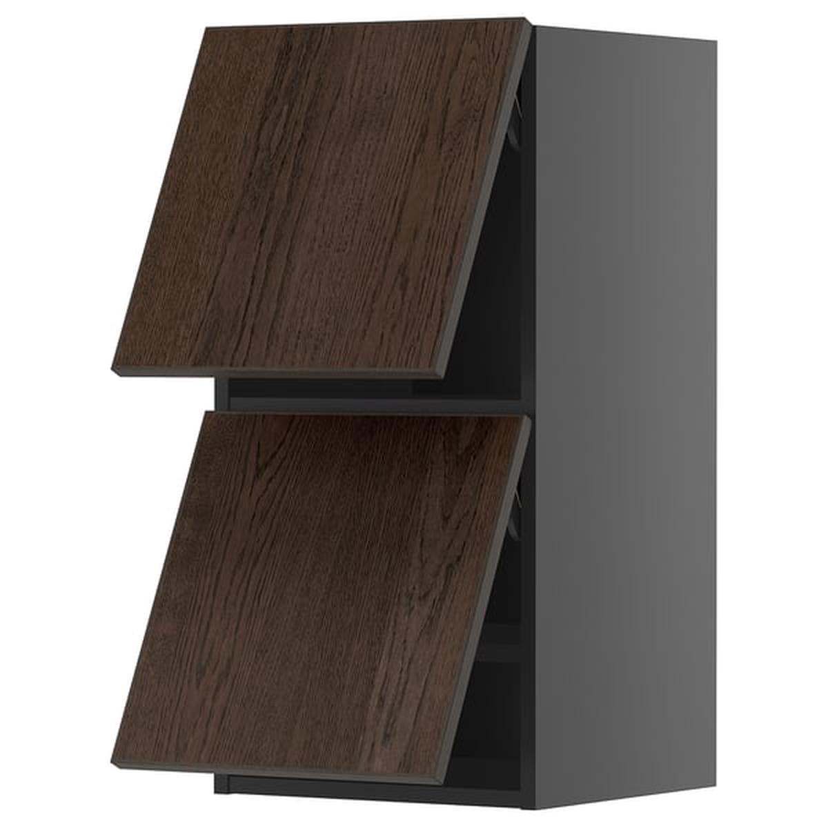 METOD wall cabinet horizontal w 2 doors, black-grey/Sinarp brown, 40×80 cm