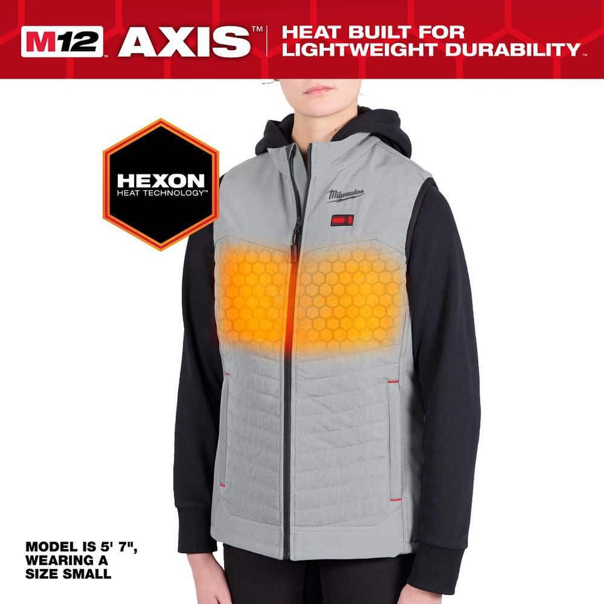 Milwaukee Womens Large M12 12-Volt Lithium-Ion Cordless AXIS Gray Heated Vest Kit with (1) 2.0Ah Battery and Charger