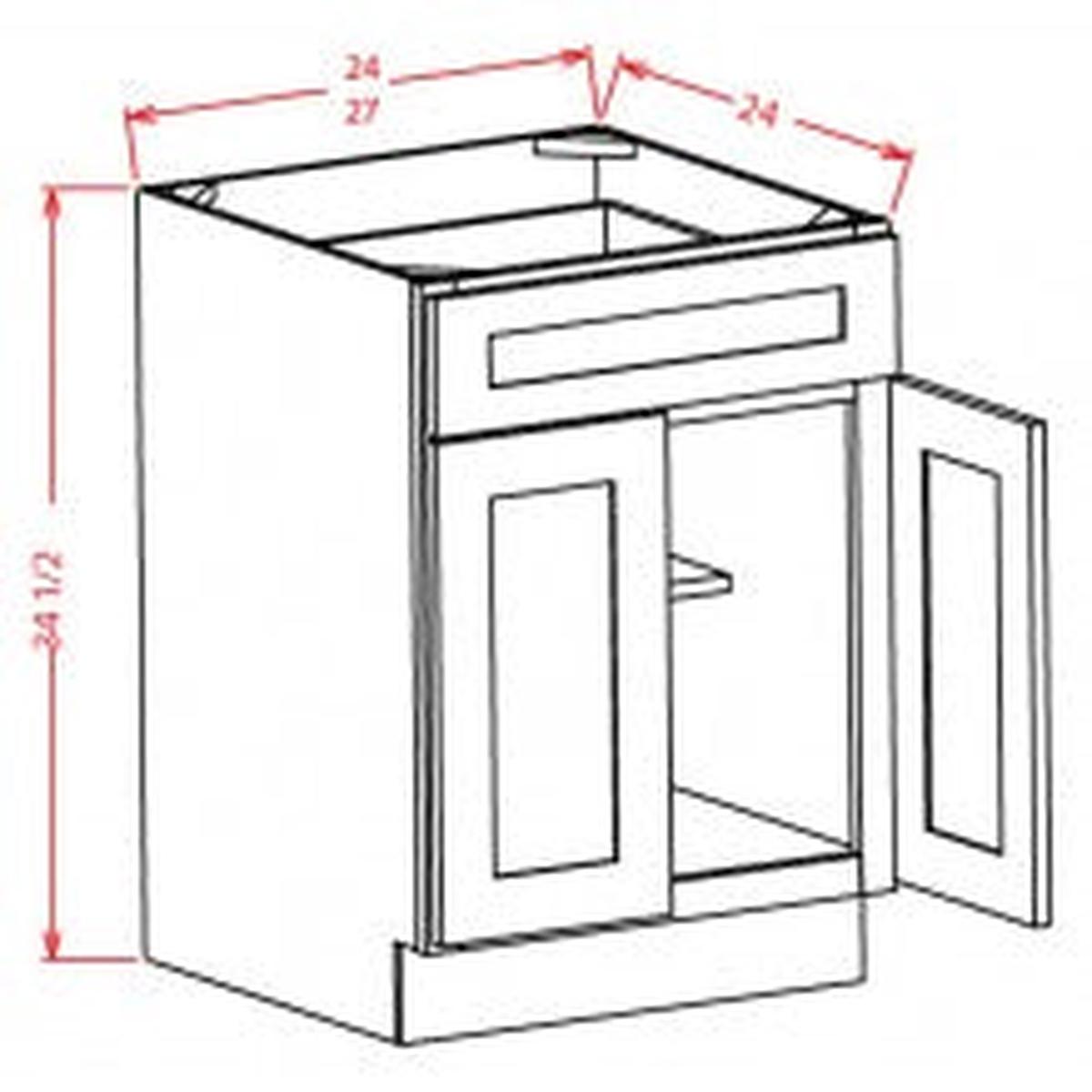 Shaker Black 33″ Base Cabinet Pre-Assembled