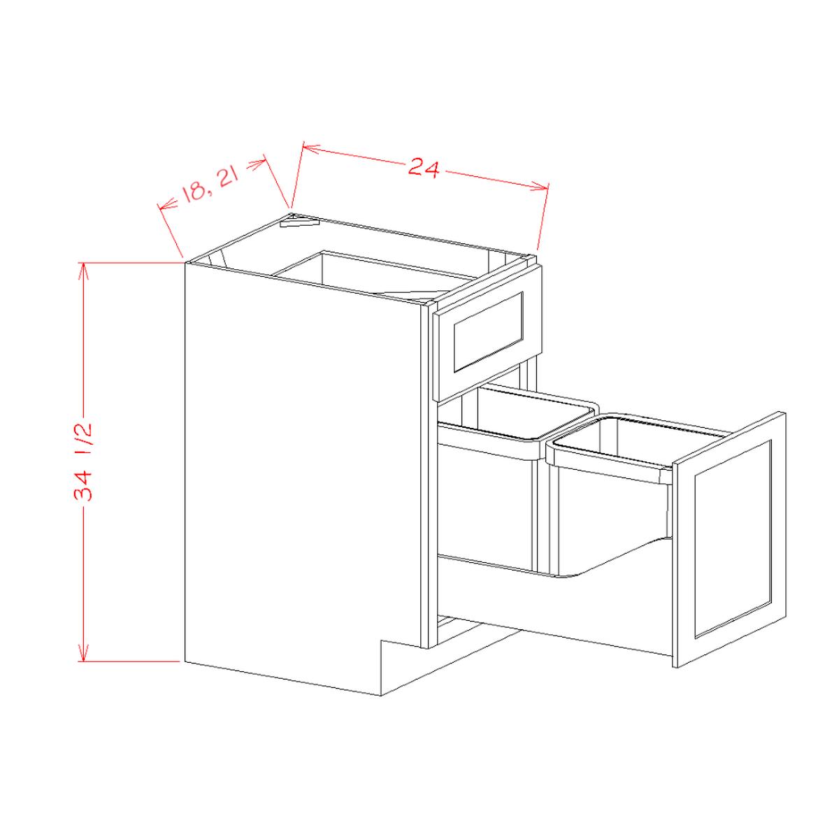 Shaker Dove 18″ Base Cabinet w/ Double Trashcan Pullout
