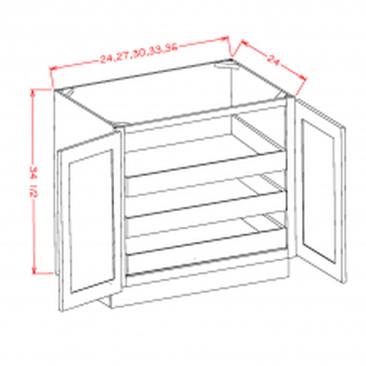 Shaker Grey 27″ Full Height Door Base Cabinet w/ 3 Rollout Shelves Pre-Assembled