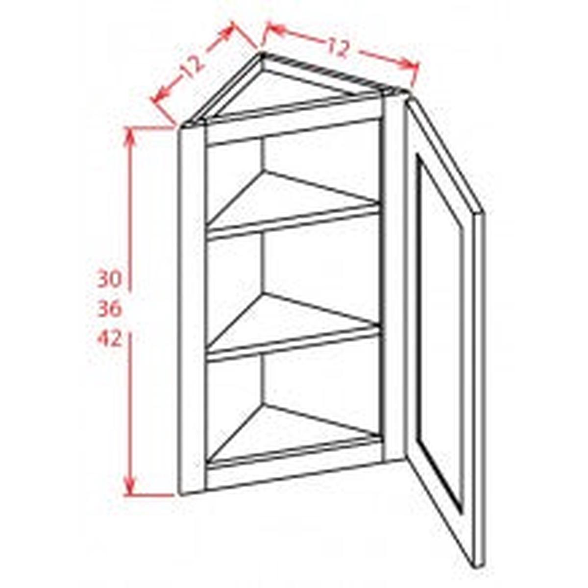 Shaker Navy Blue 12″ W x 42″ H Angle Wall Cabinet