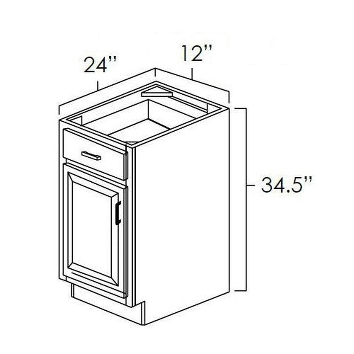 Shaker White 12″ Base Cabinet Pre-Assembled