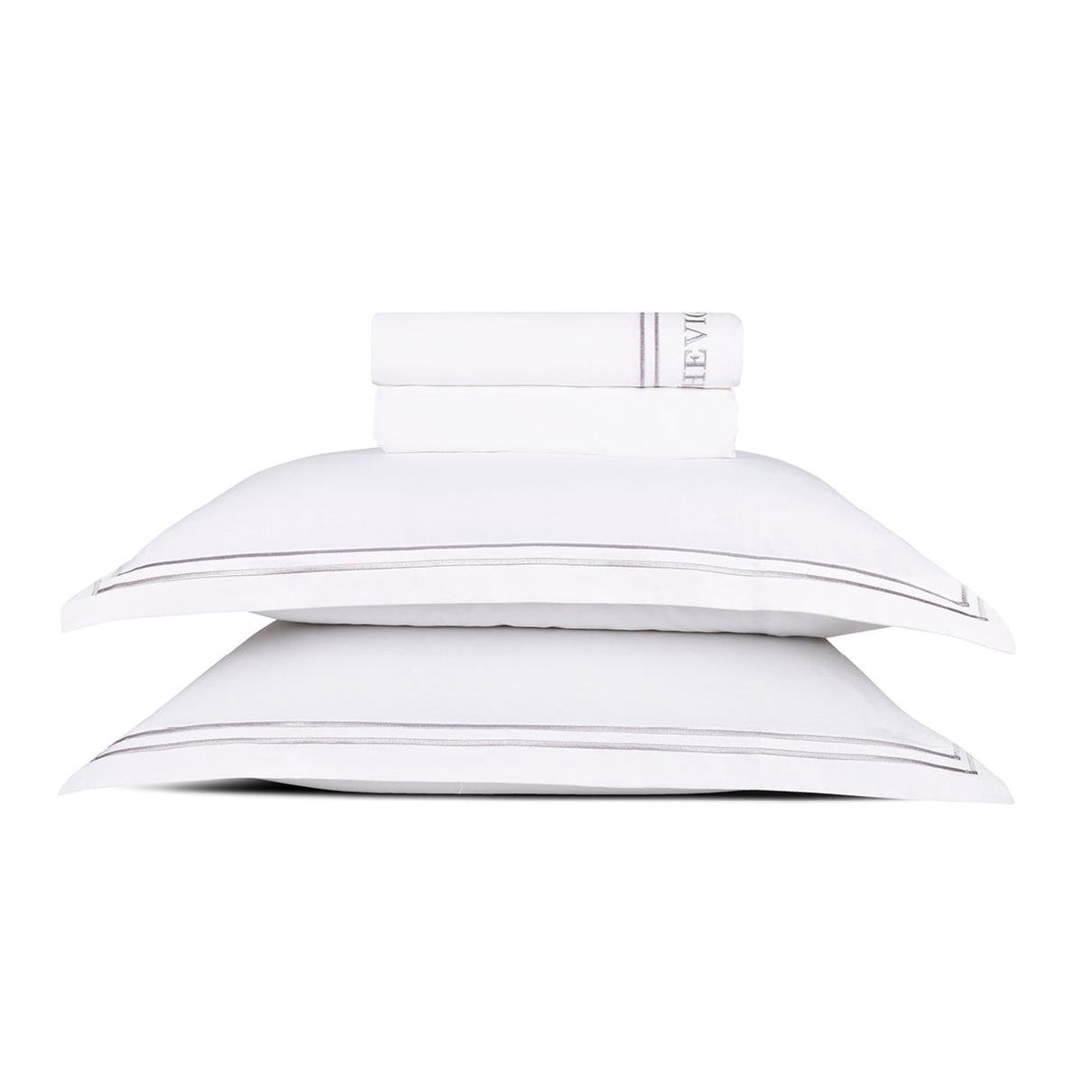 Sheet set cotton satin – Bastia Grey / White – 240 x 300 cm + 160 x 200 x 30 cm + 2 x (50 x 70 cm)