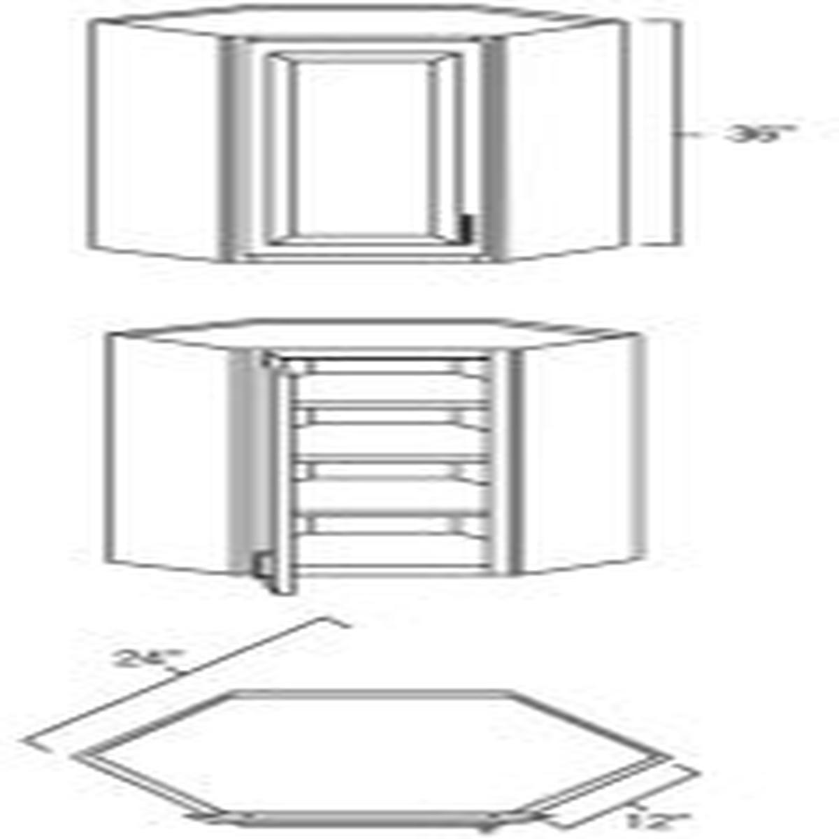 Snow White Shaker 24″ x 36″ Diagonal Corner Wall Cabinet Pre-Assembled