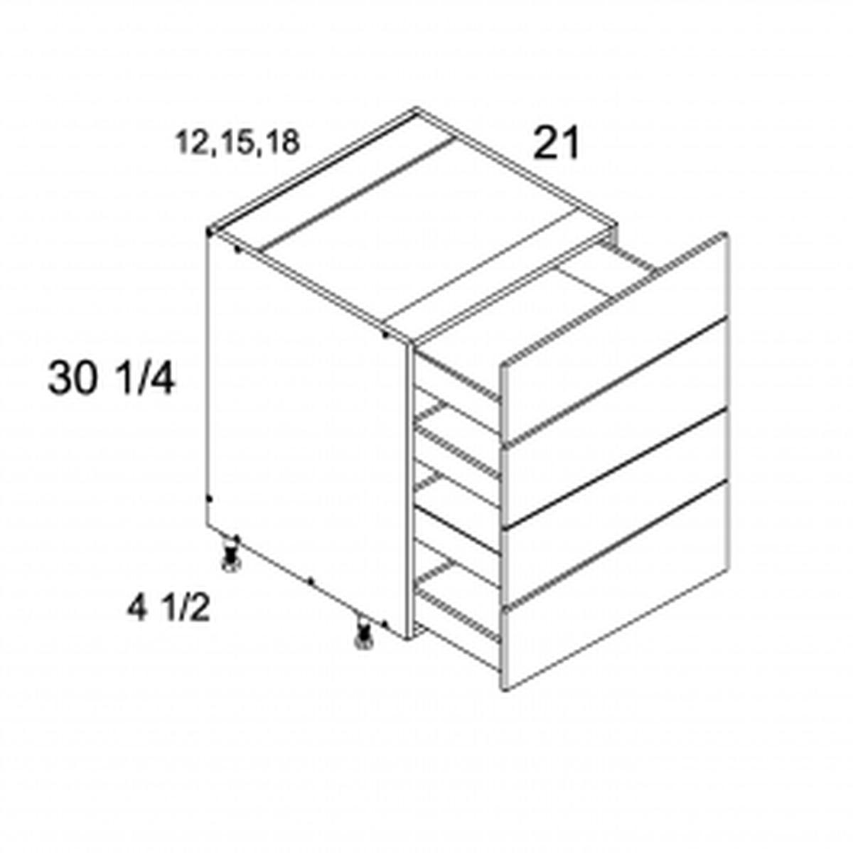 Torino Dark Wood 15″ Four Drawer Vanity Base Pre-Assembled