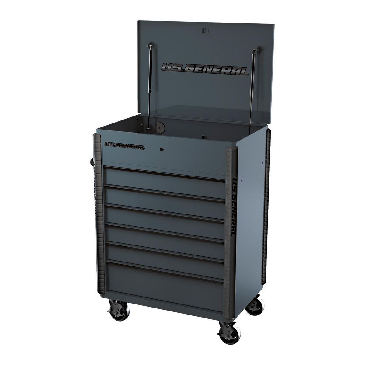 U.S. GENERAL 34 in. x 23 in., 6-Drawer Full-Bank Service Cart, Slate Gray