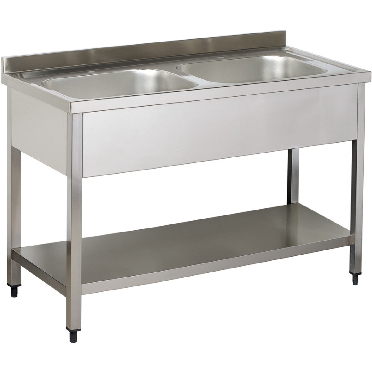 B GRADE Commercial Sink Stainless steel 2 bowls Bottom shelf Splashback 1000mm Depth 700mm | THSTR107BM2 B GRADE