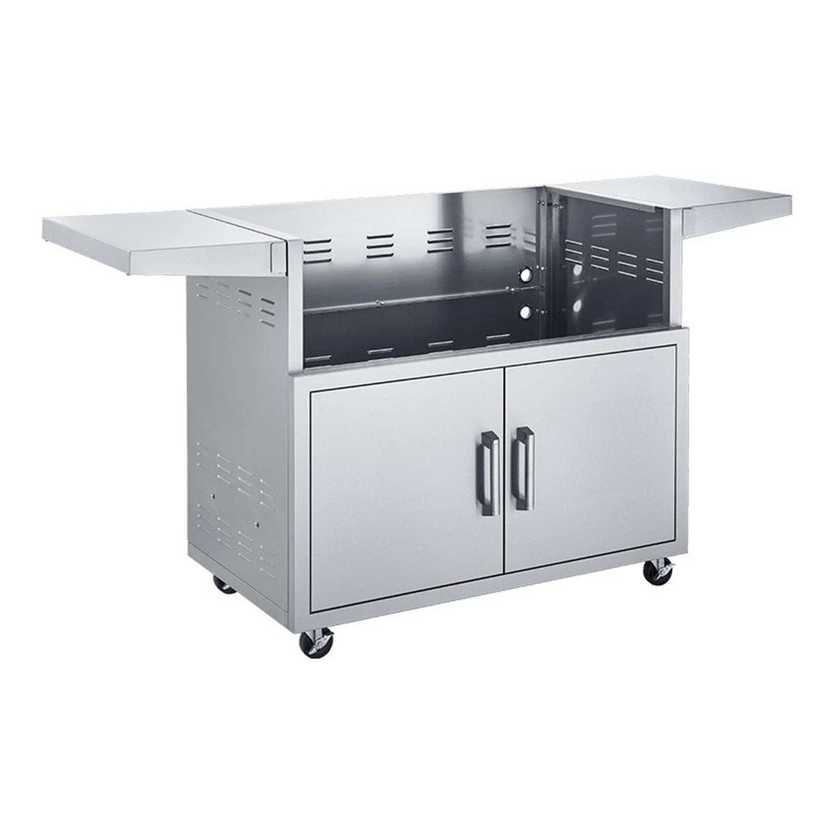 Broilmaster 42″ Stainless Steel Cart, 2 Door, Foldable Side Shelves