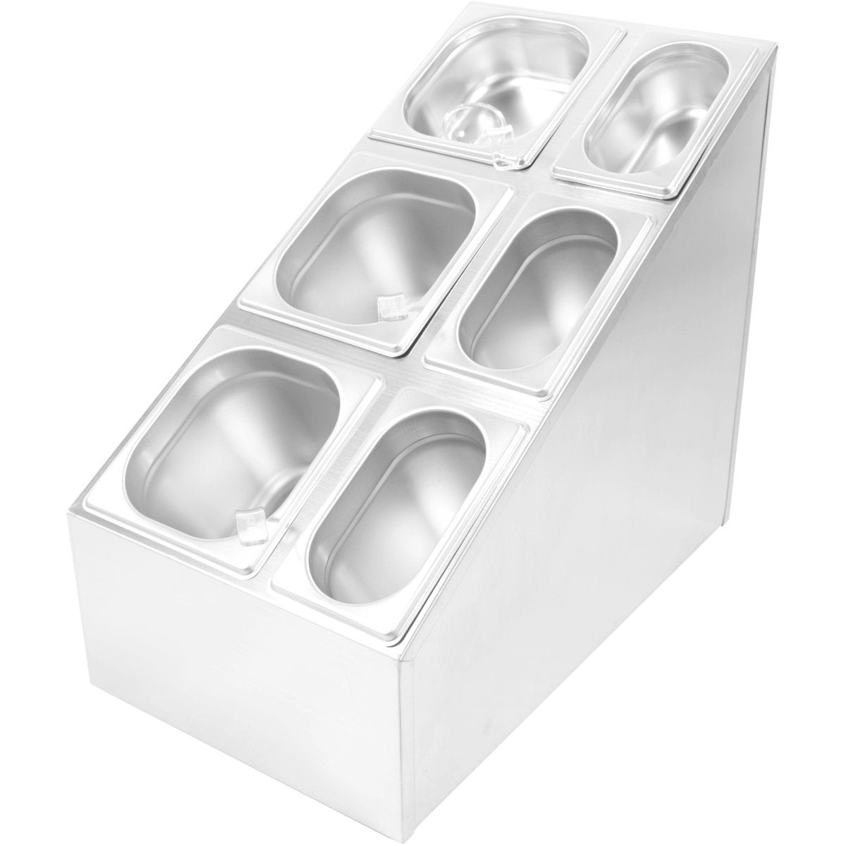 Commercial Condiment Pan Holder including 3xGN1/6 + 3xGN1/9 pans & ladles | CHM01PCFL