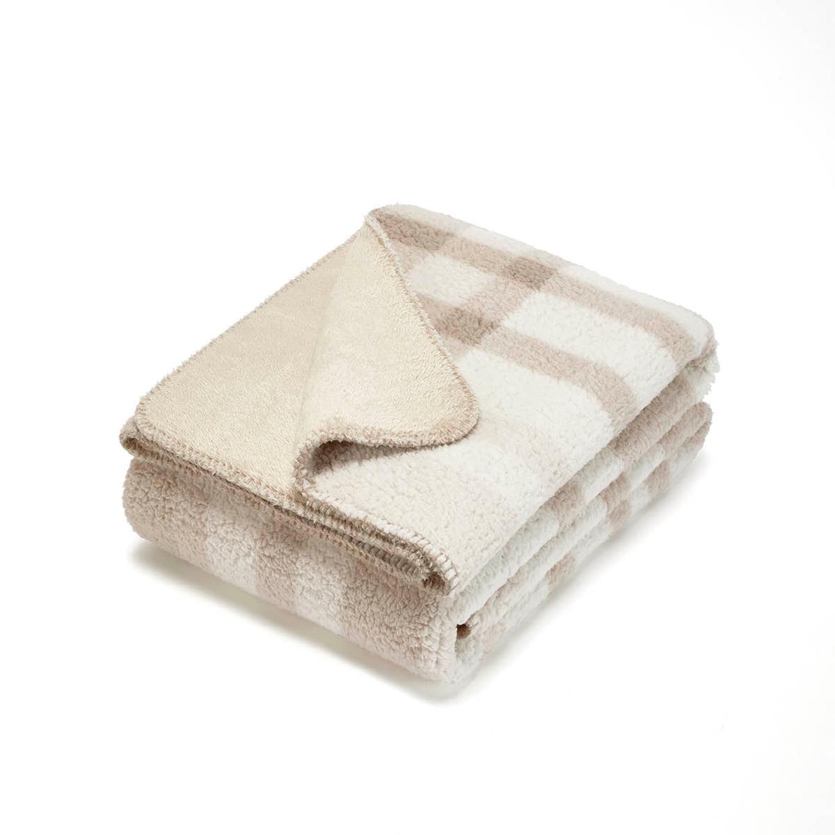 Fleece plaid – Beige/taupe