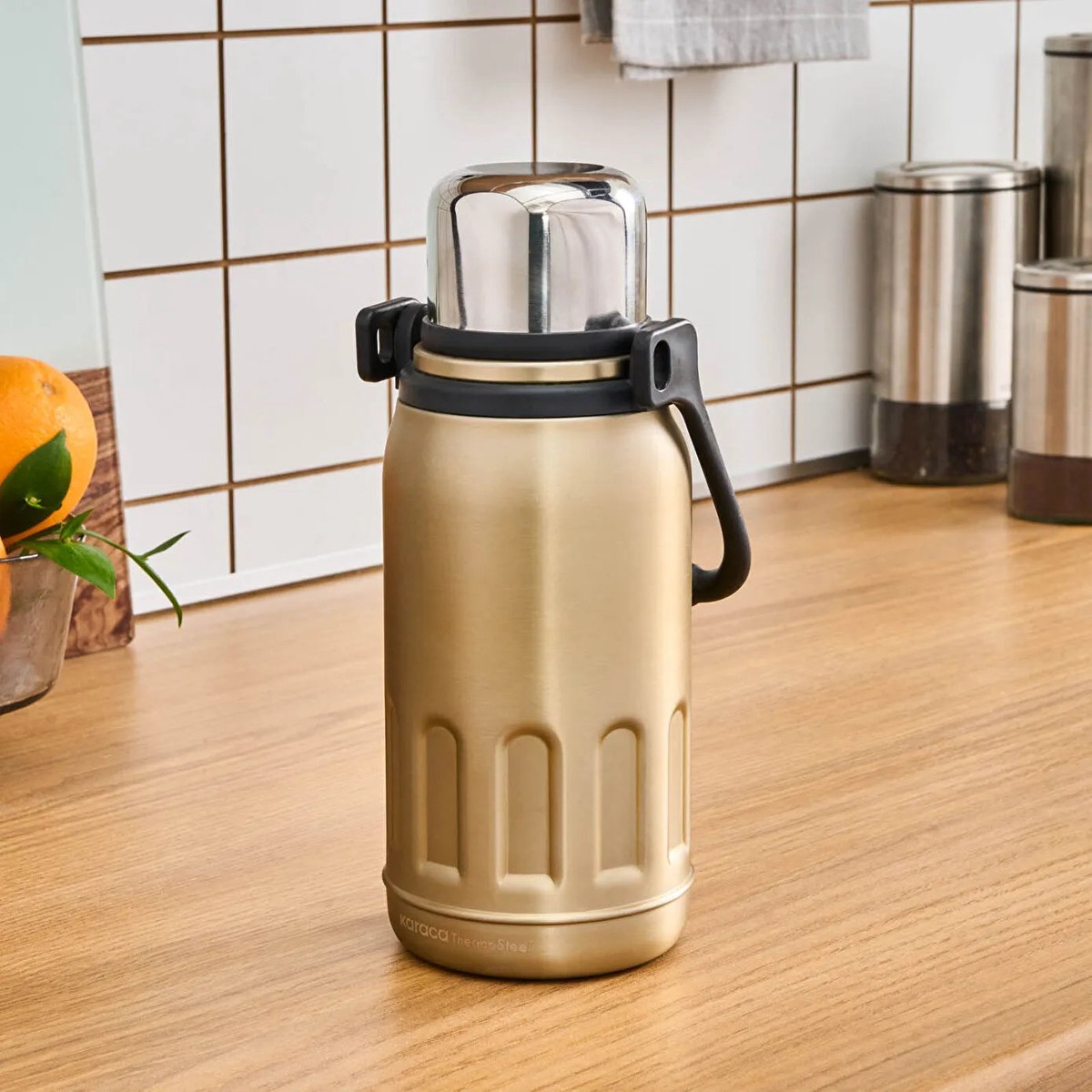 Karaca Adent Leak-Proof Stainless Steel Thermal Flask, 800ml, Gold