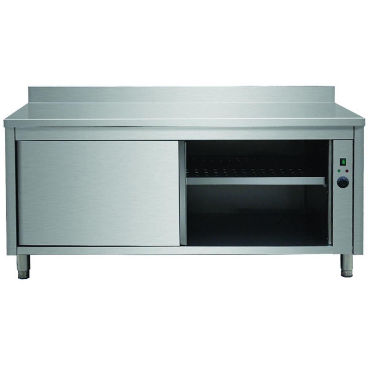 Professional Heated Cupboard Stainless Steel Sliding Doors Width 1800mm Depth 600mm Upstand | Thwsr186 A
