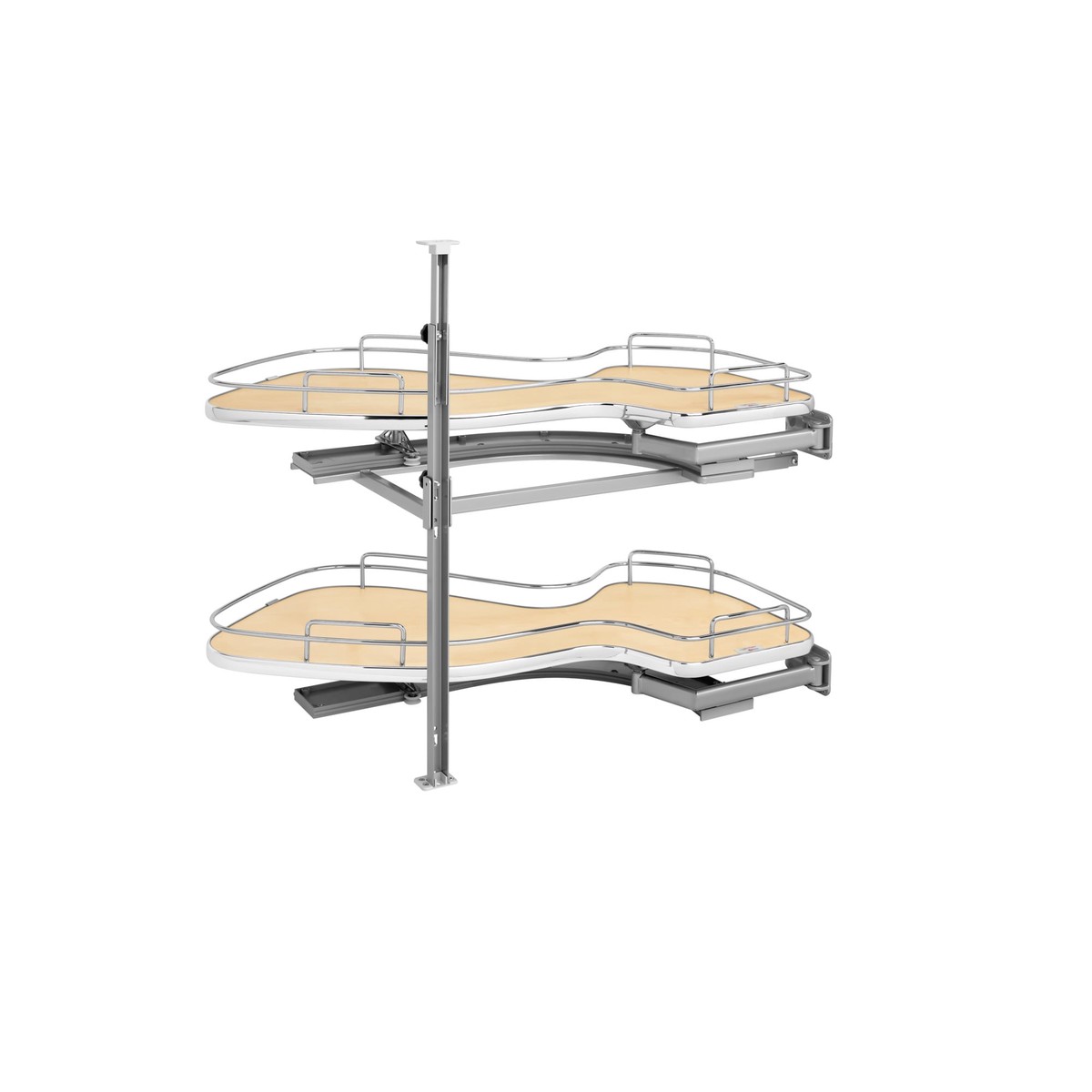 Rev-A-Shelf Cloud 33-in W x 24.5-in H 2-Tier Blind Corner Pull-Out Cabinet Organizer, Maple/Chrome