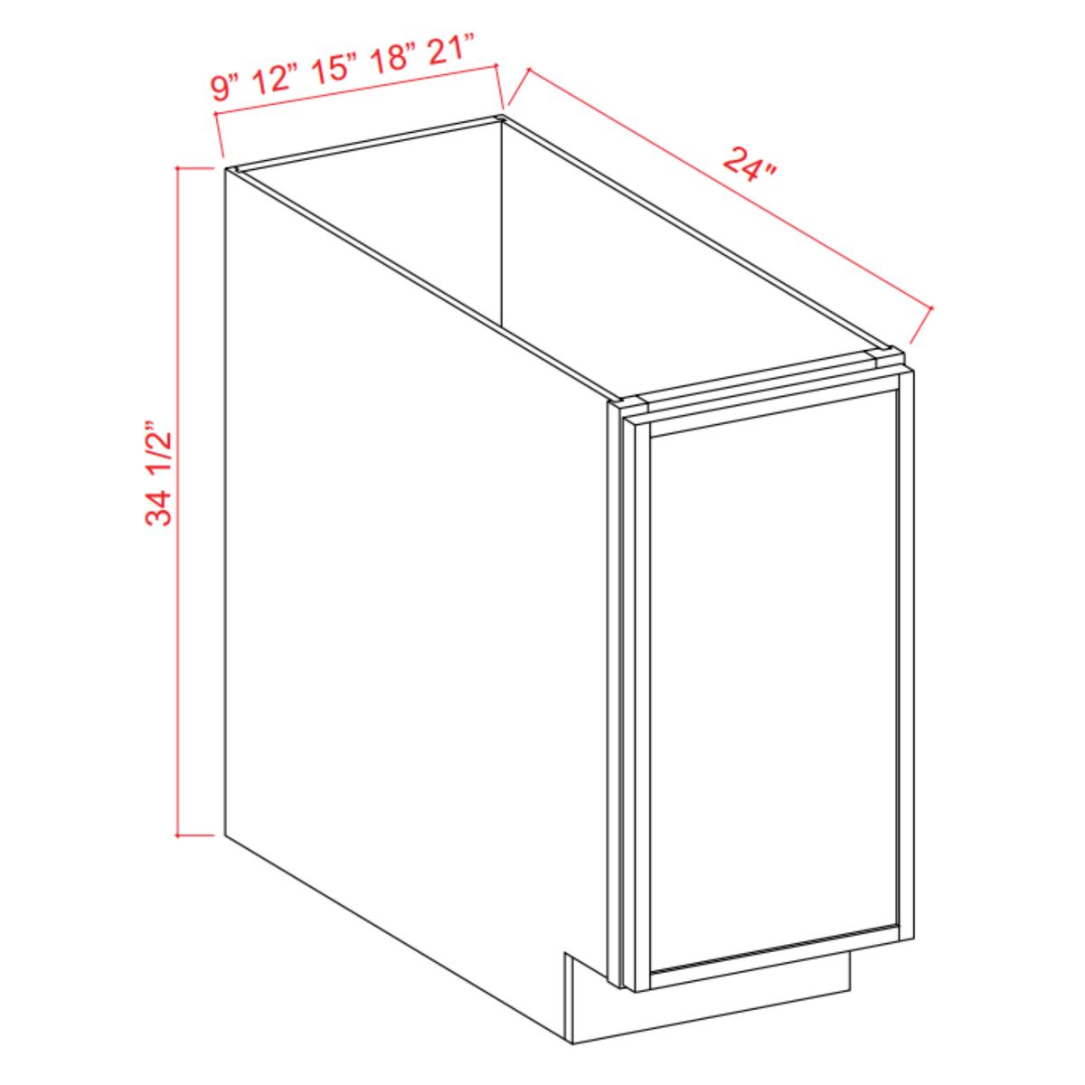 Slim Shaker White Dove Base Cabinet – Full Height Door-21″W x 34-1/2″H x 24″D – 1D, 1S
