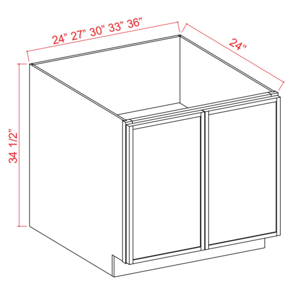 Slim Shaker White Oak Base Cabinet – Full Height Door-30″W x 34-1/2″H x 24″D – 2D, 1S