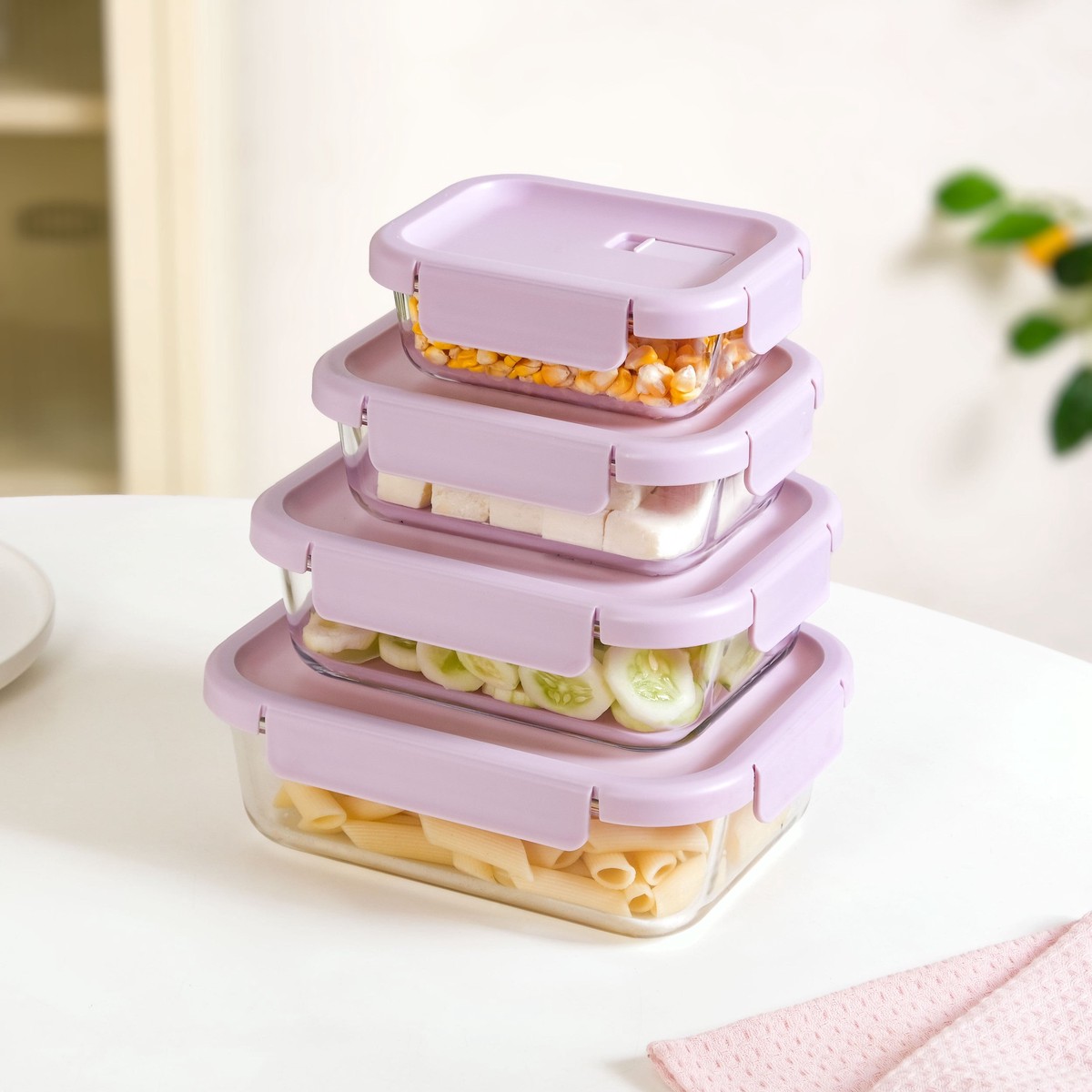 Venti Food Containers Lavender Set Of 4 370ml 660ml 1000ml 1500ml
