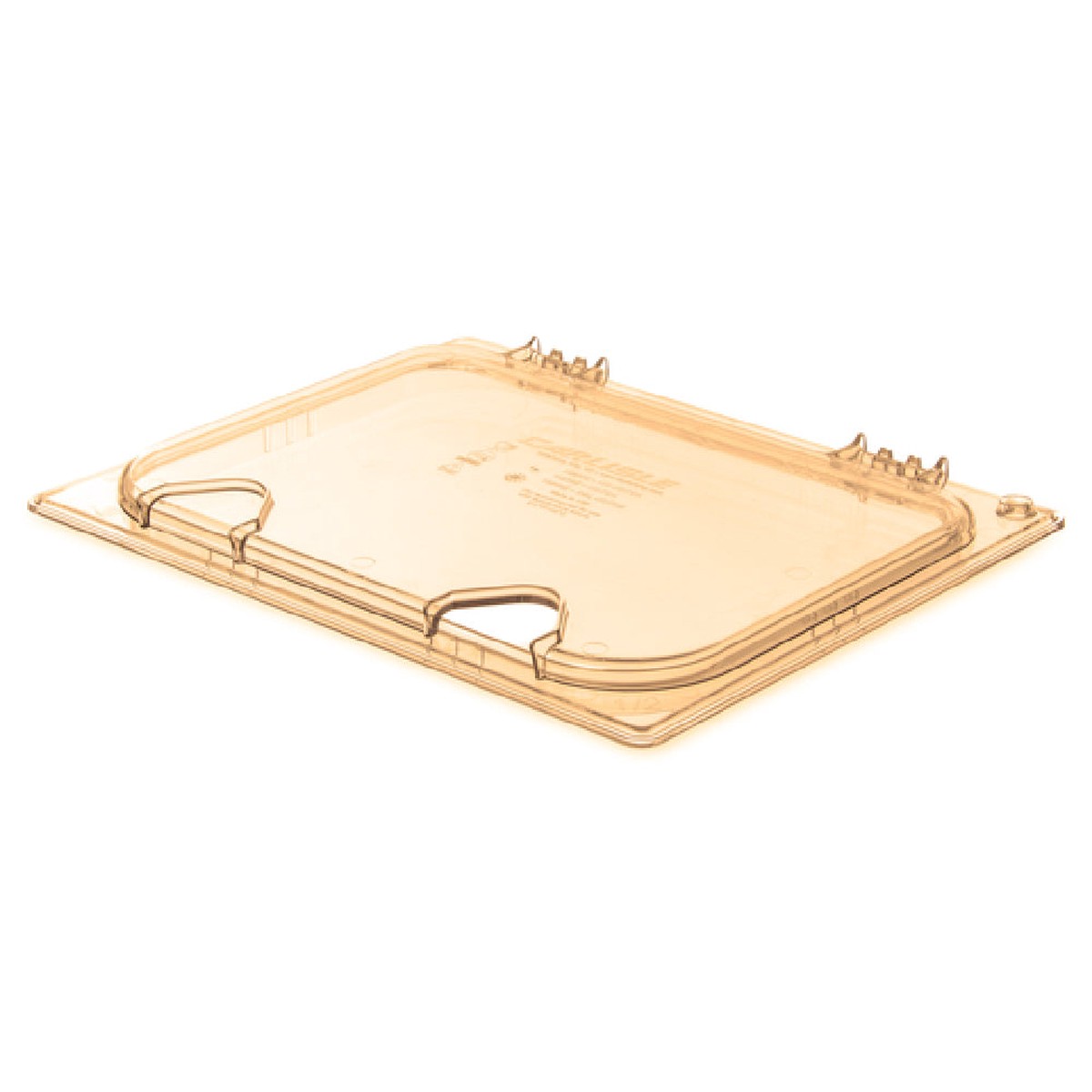 Carlisle 10439Z13 12 Inch Amber Hinged Notched Food Pan Cover High Heat Plastic