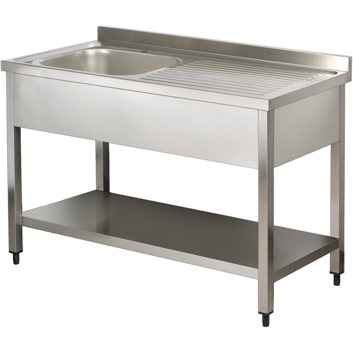 Commercial Sink Stainless Steel 1 Bowl Left Bottom Shelf Splashback 1200mm Depth 600mm | Vs126 Lbs
