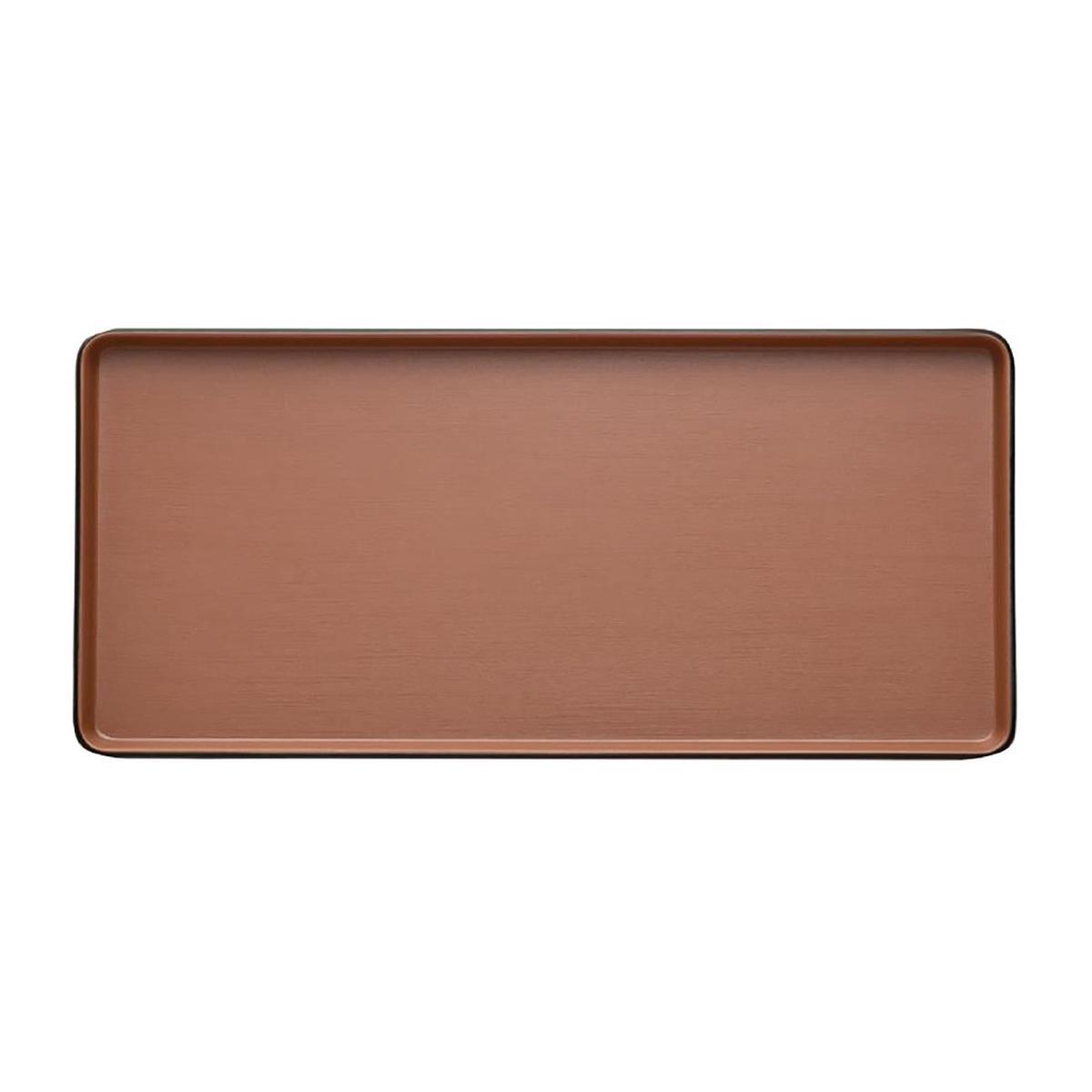 Coucou Dual Colour Rect. Plate 325x150mm – Brown & Black (9 Pack) (Colour: Brown & Black | Pack of 9 | 325x150mm / 12.7×5.9″ | Melamine material) PAS-DU546