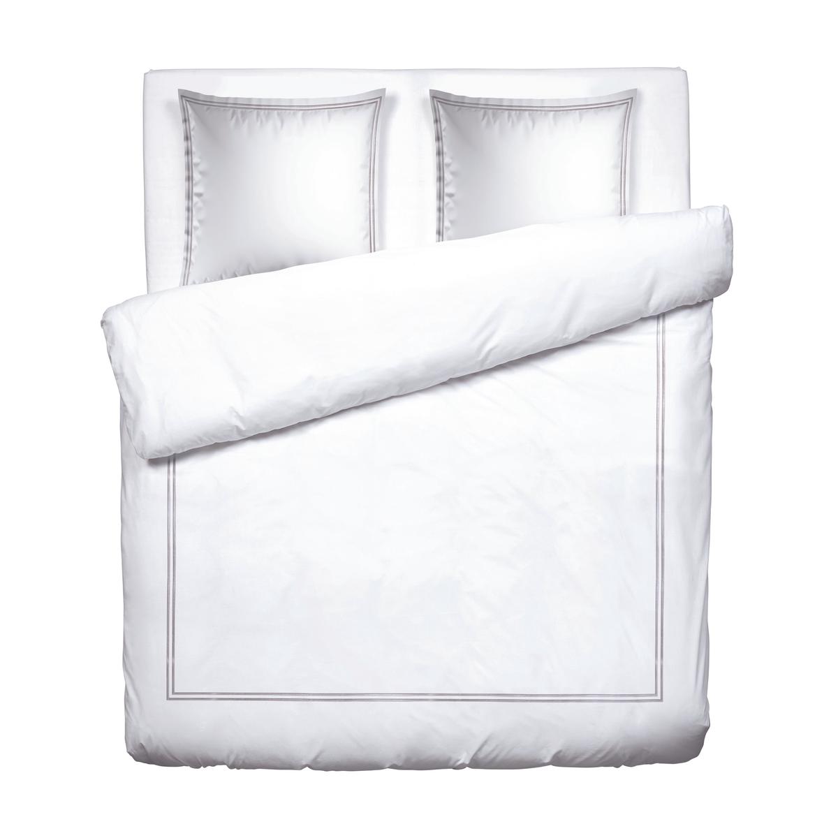 Duvet cover + pillowcase(s) cotton satin – Bastia Grey / White – 260 x 240 cm + 2 x (63 x 63 cm)