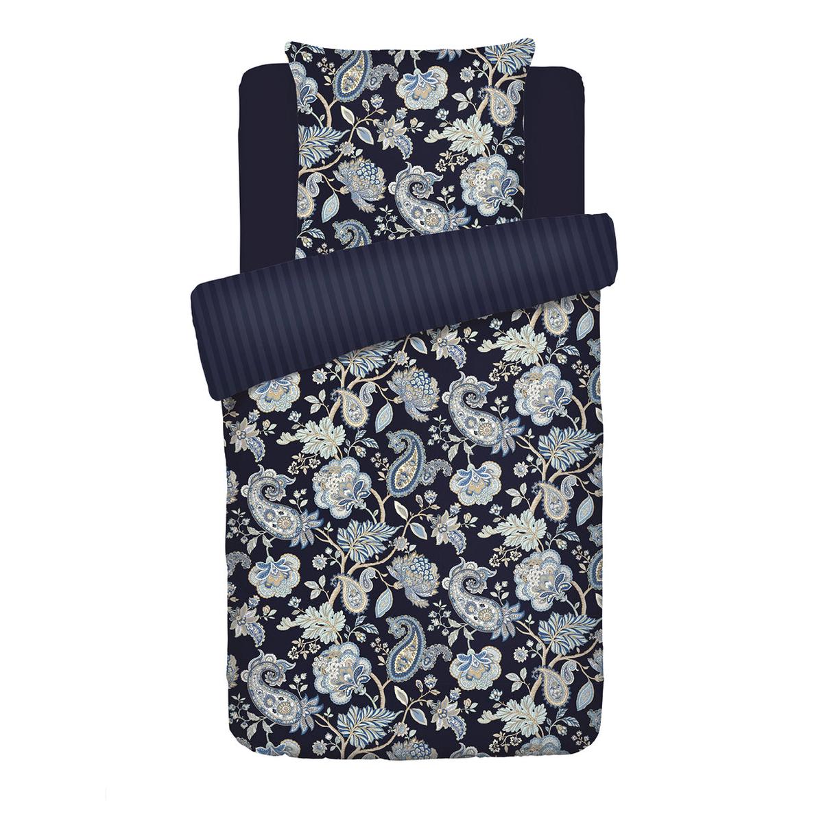Duvet cover + pillowcase(s) cotton satin – Nuit indienne Dark blue – 135 x 200 cm + 80 x 80 cm