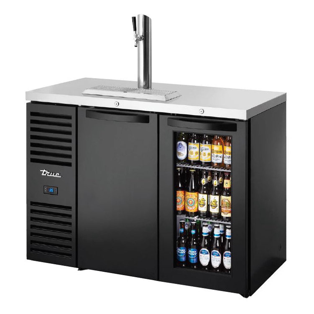 True TDR48-RISZ1-L-B-SG-1 48″ 1-Keg Combination Solid/Glass Swing Door Beer Dispenser With 1 Tap