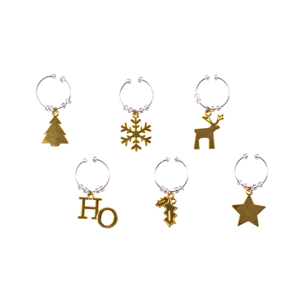 Wine Charms – Golden Christmas