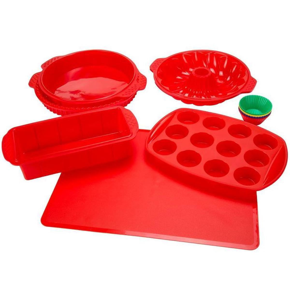 11 in x 15 in Silicone Bakeware Set in Red (18-Piece)