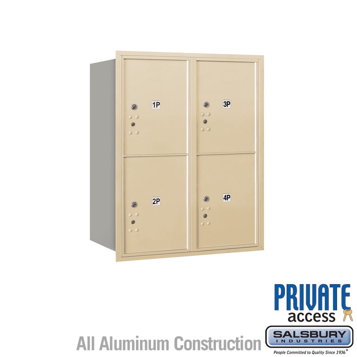 10-Door High Recessed Parcel Locker with 4 Parcel Lockers - Sandstone - Rear Loading