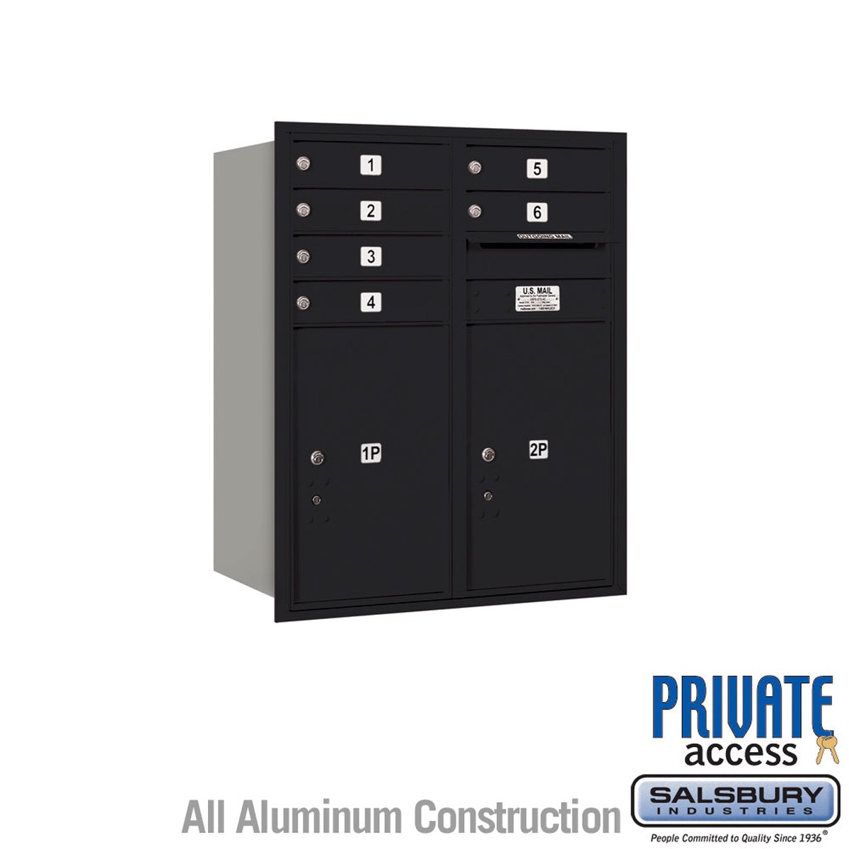 10 Door High Recessed Mounted 4C Horizontal Mailbox with Parcel Lockers - Black, Rear Loading