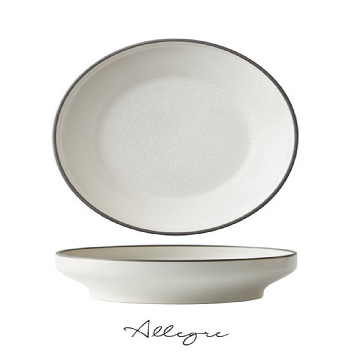 10.25 in. Raised Salad/ Pasta Plate/ Shallow Serving Dish for 3 to 4 Persons 1.5 L - MOD Dusted White