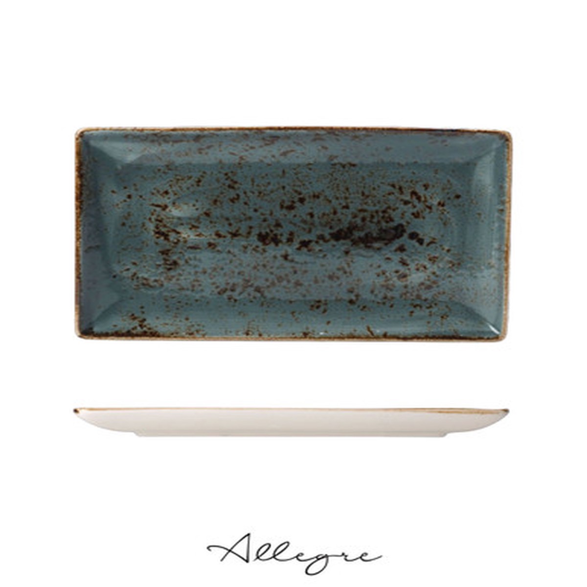 10.63in. L x 6.5in. W Rectangle Serving Plate for 2 to 3 Persons - Speckled Blue