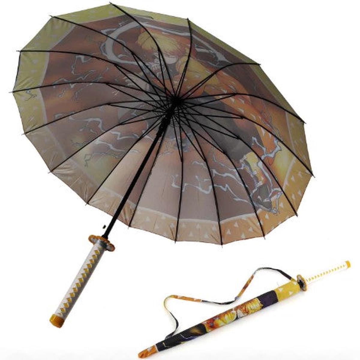 Agatsuma Zenitsu Anime Demon Slayer Cosplay Umbrella Automatic Folding