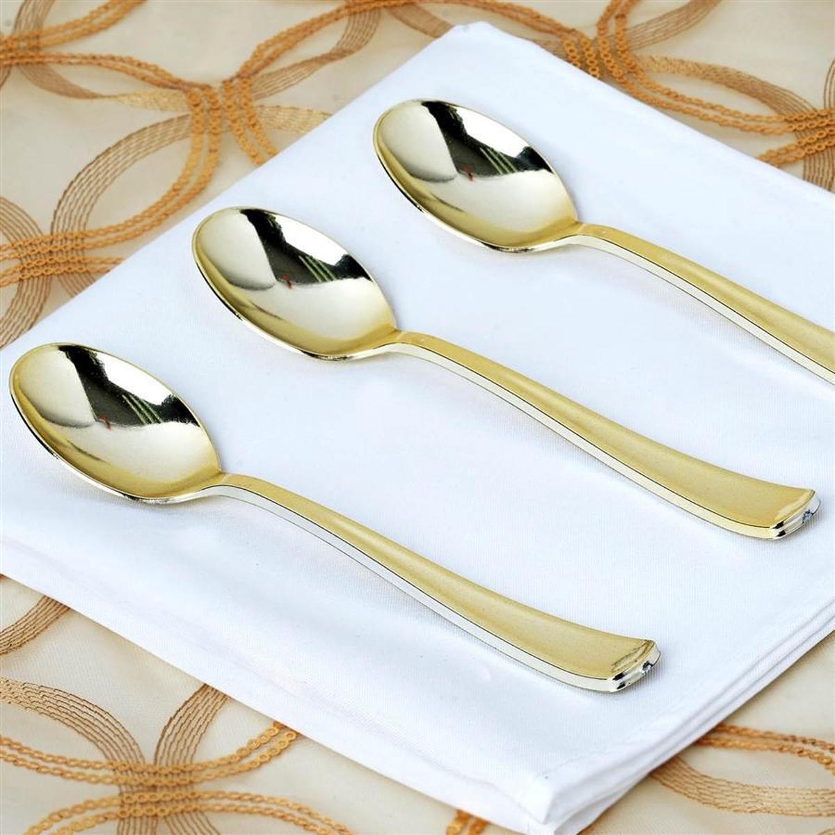 25 pcs 7.25" Gold Disposable Plastic Party Spoons