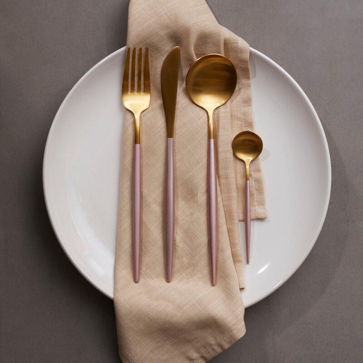 16 Piece Pink and Gold Finish Cutlery Set | Avie