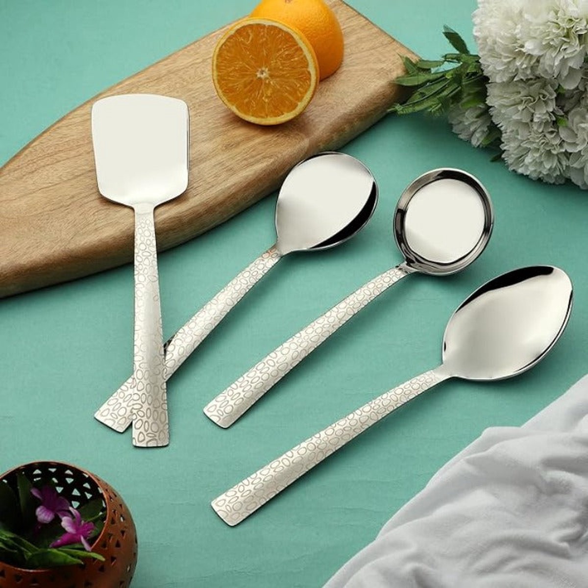 Montavo by FnS Pebble Laser Engraved Serving Set of 4