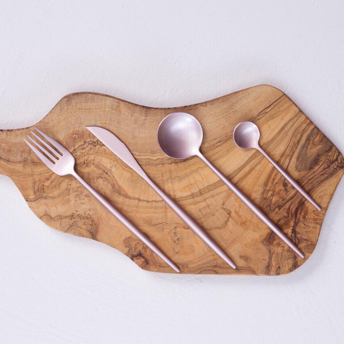 16 Piece Matte Pink Finish Cutlery Set | Avie