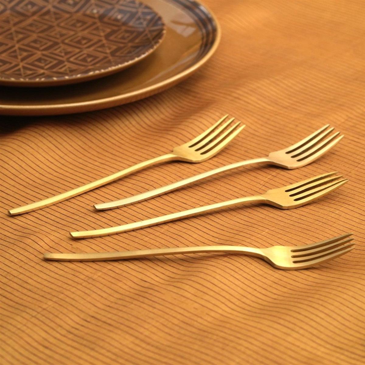 Mryda Brass Table Fork For Dinner | Gold Cutlery For Dining Table & Kitchen